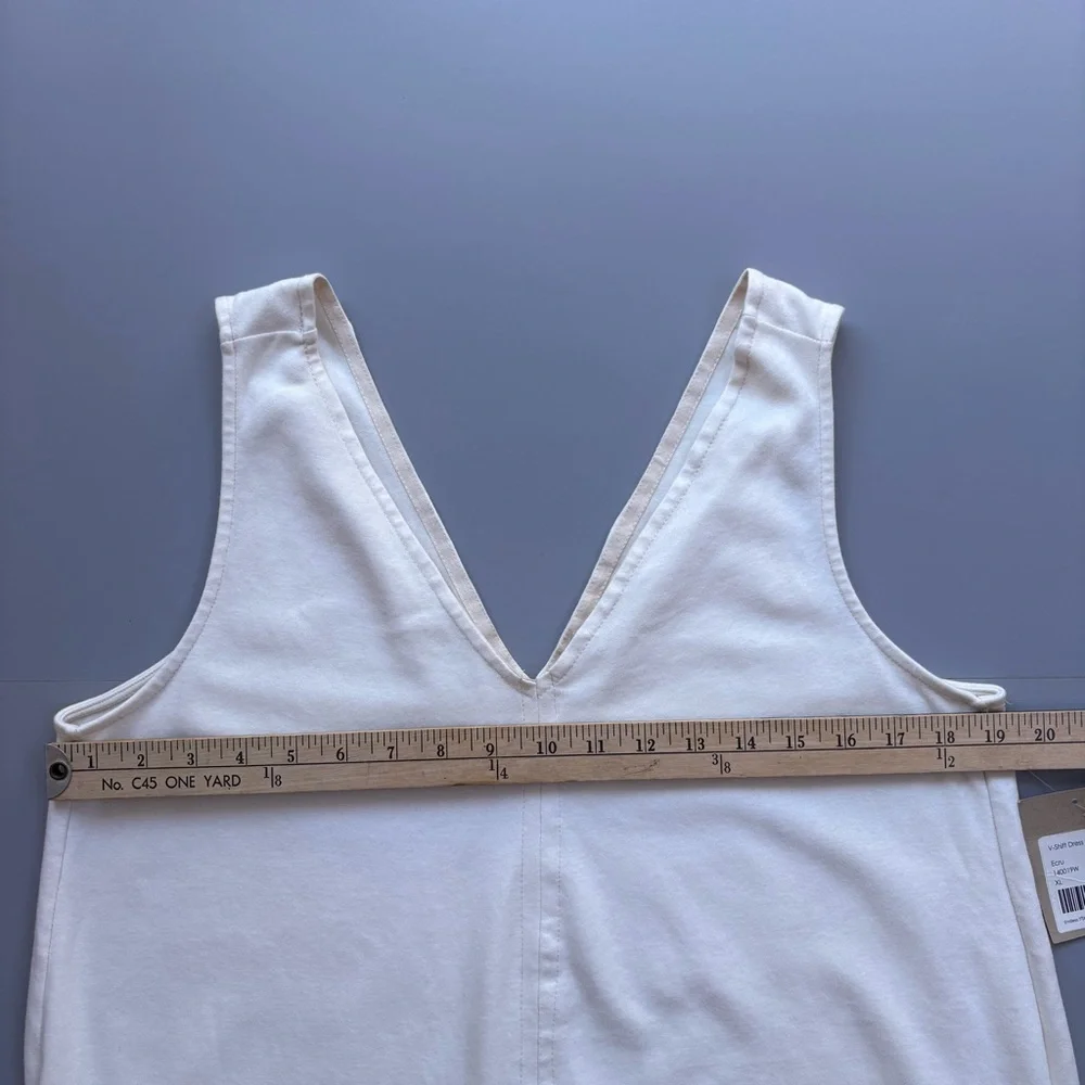 For Days Sleeveless 100% Organic Cotton XL Dress Side Pockets V-Neck Minimalist